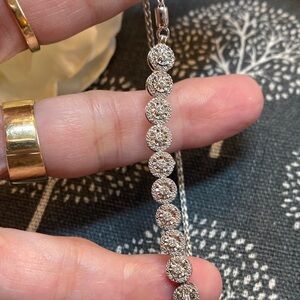 Zales 925 Silver with Diamonds Bolo Adjustable Bracelet